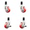 Service Caster 3 Inch 316SS Red Poly Swivel 1-5/8 Inch Expanding Stem Caster Brake SCC, 2PK SS316EX20S314-PPUB-RED-2-TLB-2-158 - alternate 1